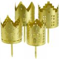 Floristik24 Lysholder city gull telysholder metall Ø6,5cm 4stk