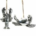 Floristik24 Deco krabbe og hummer til å henge antikk sølv 9cm 2stk