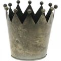 Floristik24 Deco krone antikk utseende grå metall borddekorasjon Ø15cm H15cm