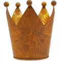 Telysholder krone rust gull-look metalldekor H11cm | Floristik24.no
