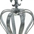 Floristik24 Dekorativ krone, borddekor, metalldekor sølv, vasket hvit H16cm Ø11cm