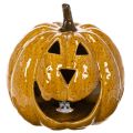 Keramisk gresskar med ansikt, LED-dekorasjon, Halloween, 19 cm | Floristik24.no