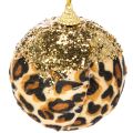 Julekule leopardmønster med gyllent glitter 7 cm 3 stk | Floristik24.no
