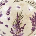 Floristik24 Keramikkkule med lavendelmotiv keramisk dekor lilla krem 12cm