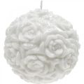 Floristik24 Ball stearinlys roser rund stearinlys hvit bordpynt Ø10,5cm
