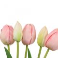 Floristik24 Kunstige blomster tulipan rosa, vårblomst 48 cm bunt med 5