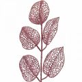 Floristik24 Kunstige planter, deco blader, kunstig gren rosa glitter L36cm 10p