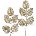 Floristik24 Kunstige planter, grendekor, deco blad gyllen glitter L36cm 10p
