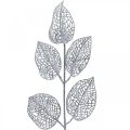 Floristik24 Kunstige planter, grendekor, deco blad sølv glitter L36cm 10p