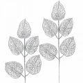 Floristik24 Kunstige planter, grendekor, deco blad sølv glitter L36cm 10p