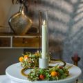 LED pinnelys med timer rillede lys krem 24,5cm 4 stk | Floristik24.no