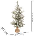 Kunstig juletre med snø i jutepose, 40 LED-lys, til innendørs bruk, 85 cm | Floristik24.no