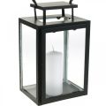 Floristik24 Dekorativ lanterne svartmetall, rektangulært glasslykt 19x15x30,5cm
