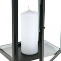Floristik24 Dekorativ lanterne svartmetall, rektangulært glasslykt 19x15x30,5cm