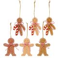 Pepperkakemanndekorasjon til oppheng i trefiber assortert 8 cm 12 stk | Floristik24.no