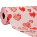 Floristik24 Mansjettpapir silkepapir rosa hjerter 25cm 100m