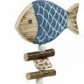 Floristik24 Maritime dekorative plugger, fisk og skjell på pinnen, marine dekorasjoner, trefisk 6 stk