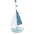 Floristik24 Dekorativ seilbåt laget av metallblå, hvit 12,5cm x 20,5cm 2stk