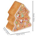 Juleboks, kakeboks, juletre og hus, pepperkakeutseende, 14 cm, 2 stk. | Floristik24.no