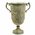 Floristik24 Dekorativ kopp med diamantmønster, antikk utseende, metall, mosegrønn, Ø24,5cm H45cm