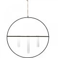 Floristik24 Dekorativ ring til oppheng med glass metall svart Ø35cm