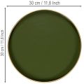 Dekorativt brett i grønt med gullkant, moderne, 30 cm | Floristik24.no