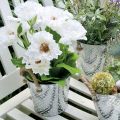 Floristik24 Metallgryte for planting, blomsterpotte med håndtak, planter med blomstermønster Ø18cm