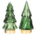 Juletre i glass med LED-lys, borddekorasjon, jul, 13 cm, 2 stk. | Floristik24.no