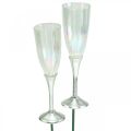 Floristik24 Mini champagneglass nyttårsaften dekorasjon til pinne 7,5cm 24stk