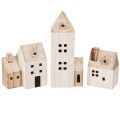 Floristik24 Mini julelandsby tredekorasjon hvit naturfarget H13/7cm 6 stk