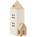 Mini julelandsby tredekorasjon hvit naturfarget H13/7cm 6 stk | Floristik24.no