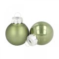 Floristik24 Mini julekuler glass grønn glans/matt Ø2,5cm 24p