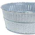 Floristik24 Sinkskål med flettemønster grå, vasket hvit Ø23cm H10cm