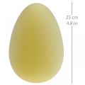 Floristik24 Påskeegg dekorasjon egg plast lys gul flokket 25cm