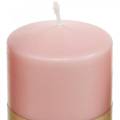 Floristik24 PURE søylelys 90/60 rosa dekorativt lys bærekraftig naturlig vokslysdekorasjon