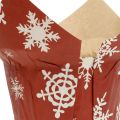 Floristik24 Papirpotter med snøfnugg rød-hvit Ø9cm 12stk