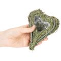 Dekorativt hjerte laget av naturgress med folieinnlegg, 14 cm, 2 stk. | Floristik24.no