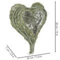 Hjerteformet bolle laget av naturlig gress med plantefolie, 38 cm | Floristik24.no