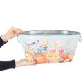 Planteskåler, vårblomst, blomster-/fuglepotter, oval metallbeholder L39/31/24,5 cm, sett med 3 | Floristik24.no