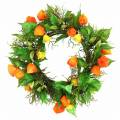 Floristik24 Kunstig Physalis-krans, oransje og grønn, Ø28 cm, høstdekorasjon
