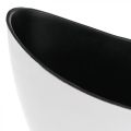 Floristik24 Dekorativ skål, oval, hvit, sort, plantebåt i plast, 24cm