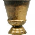 Vintage planter metall kopp vase messing Ø14cm H17cm | Floristik24.no