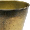 Vintage planter metall kopp vase messing Ø14cm H17cm | Floristik24.no