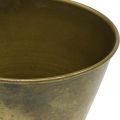 Vintage planter metall kopp vase messing Ø11,5cm H13,5cm | Floristik24.no