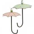 Floristik24 Paraplyer for oppheng, vårdekor, paraply, metalldekor rosa, grønn H12,5cm Ø9cm 4stk