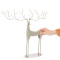 Dekorativ hjorteskulptur med store gevir, moderne metallutseende, 48 cm | Floristik24.no