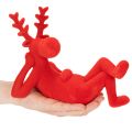 Dekorativ rød reinsdyrfigur, liggende, moderne design, 24 cm, 2 stk. | Floristik24.no