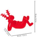 Dekorativ rød reinsdyrfigur, liggende, moderne design, 24 cm, 2 stk. | Floristik24.no