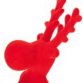 Dekorativ rød reinsdyrfigur, liggende, moderne design, 24 cm, 2 stk. | Floristik24.no
