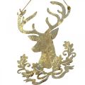 Floristik24 Reinsdyr til å henge, julepynt, hjortehode, metallanheng gylden antikk look H23cm 2stk